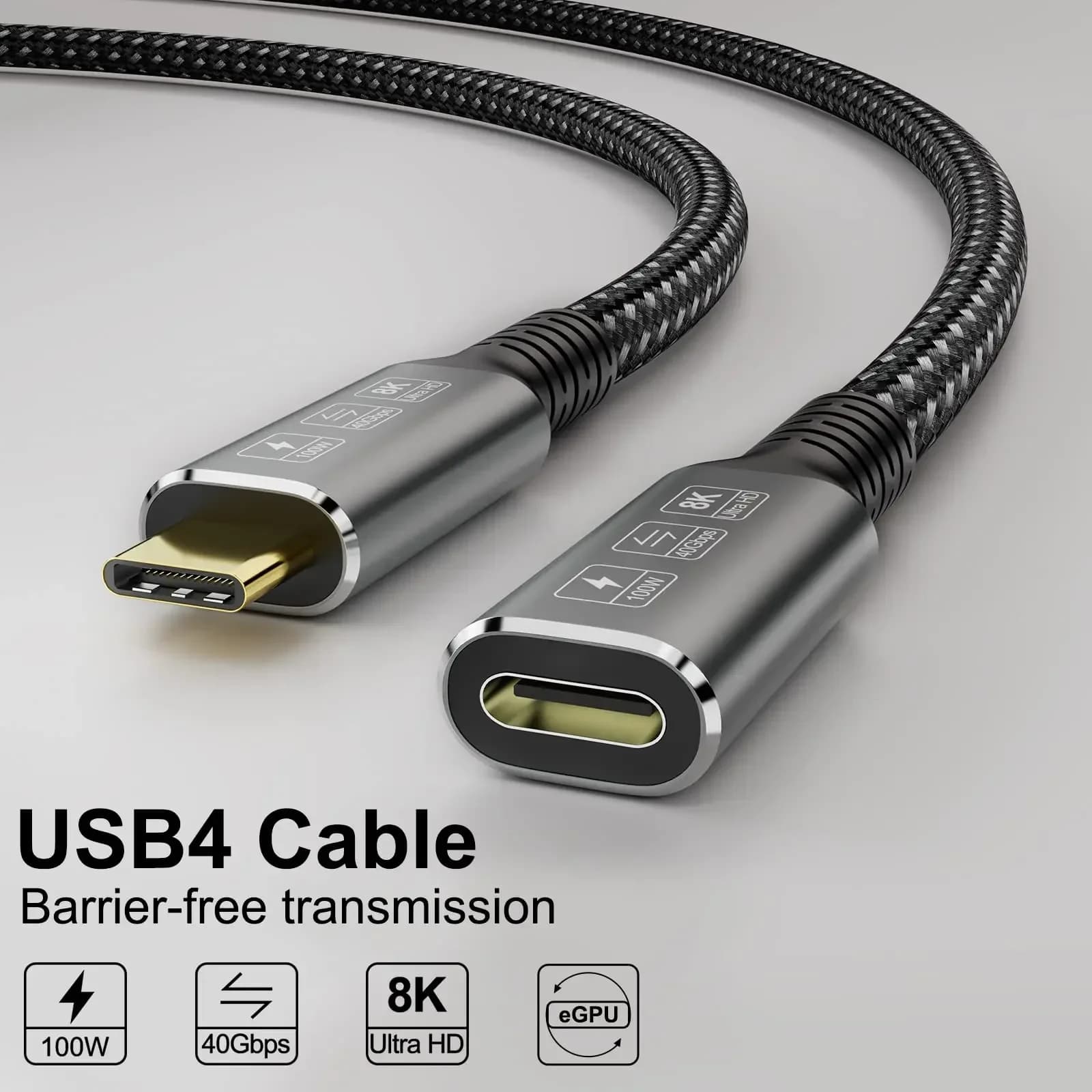 Cavo USB4 8K Compatibile con Thunderbolt 4 Cavo di prolunga USB 4 Type-c maschio-femmina compatibile con SSD esterno eGPU