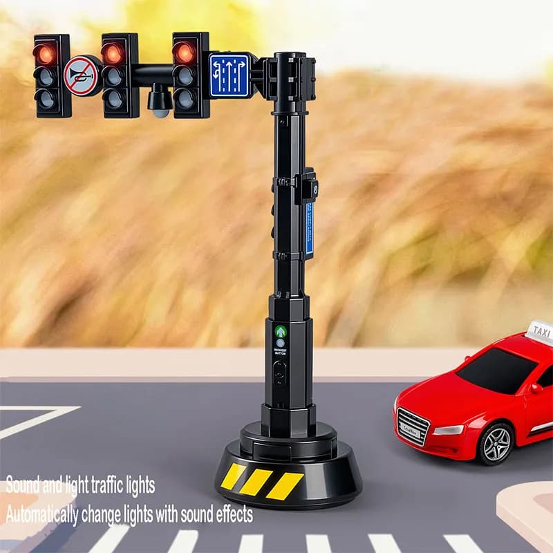 Children's traffic light toy with sound and light DIY educational model scene early education safety toy