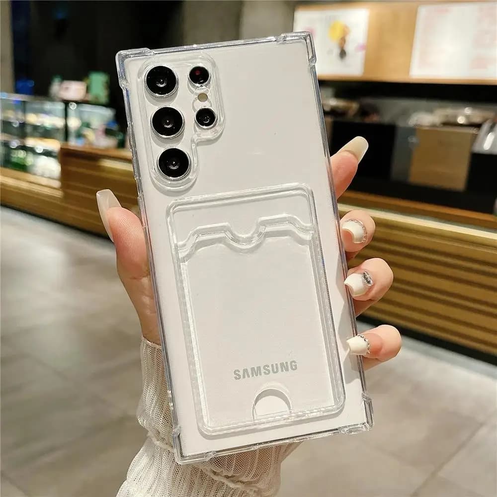 Custodia a portafoglio in TPU trasparente antiurto per Samsung Galaxy per Samsung S25 S24 S23 S22 S21 Ultra Plus S20 FE Borsa da tasca porta carte