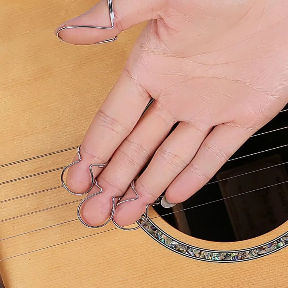Plettro per chitarra per unghie da dito Plettro per chitarra acustica Premium Sound Fingerstyle Plettro per chitarra da dito Basso elettrico classico Argento