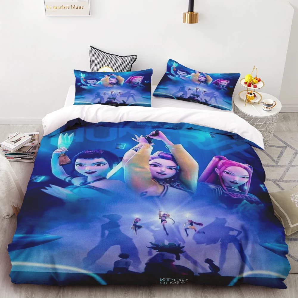 Kpop Demon Hunter, set of bedding with 2 pillowcases, birthday gifts per bedroom Full Queen