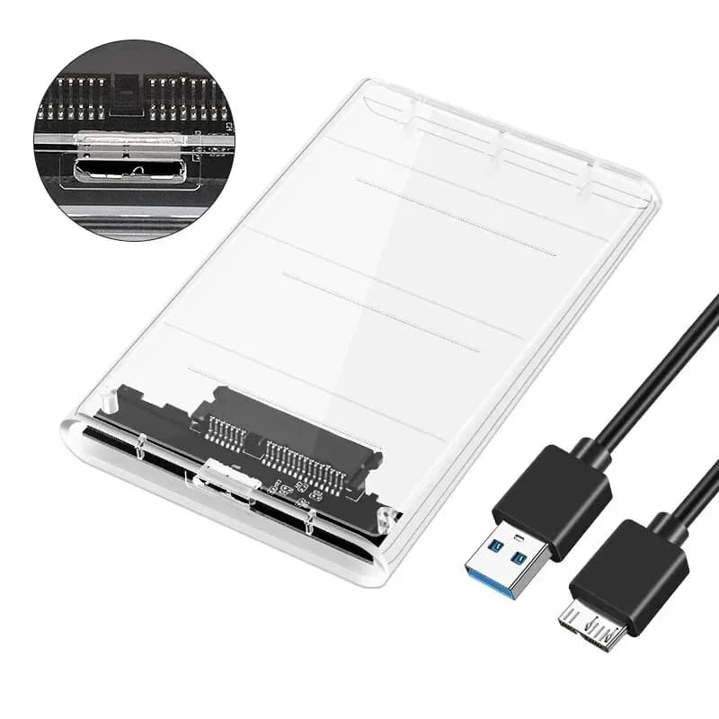 USB3.0 External HDD Case 5Gbps 2.5 Inch Transparent Hard Disk Case Hard Drive Enclosure SATA HDD SSD Storage Case for Laptop PC