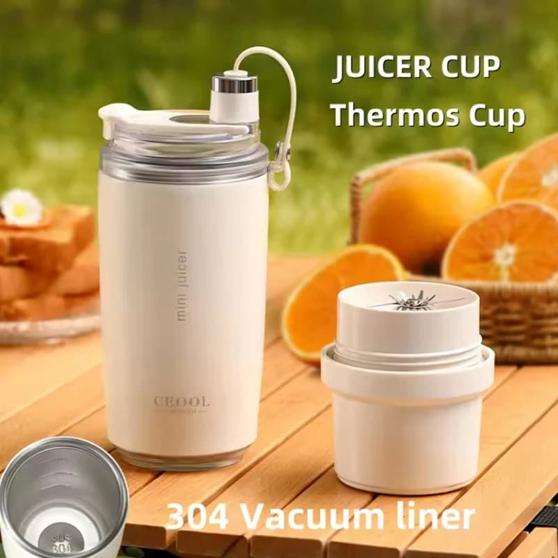 Portable juicer bottle with 320 ml USB charge with ice mixer 26 blades Cold insulation Mini quick blender Snack for domestic fruit