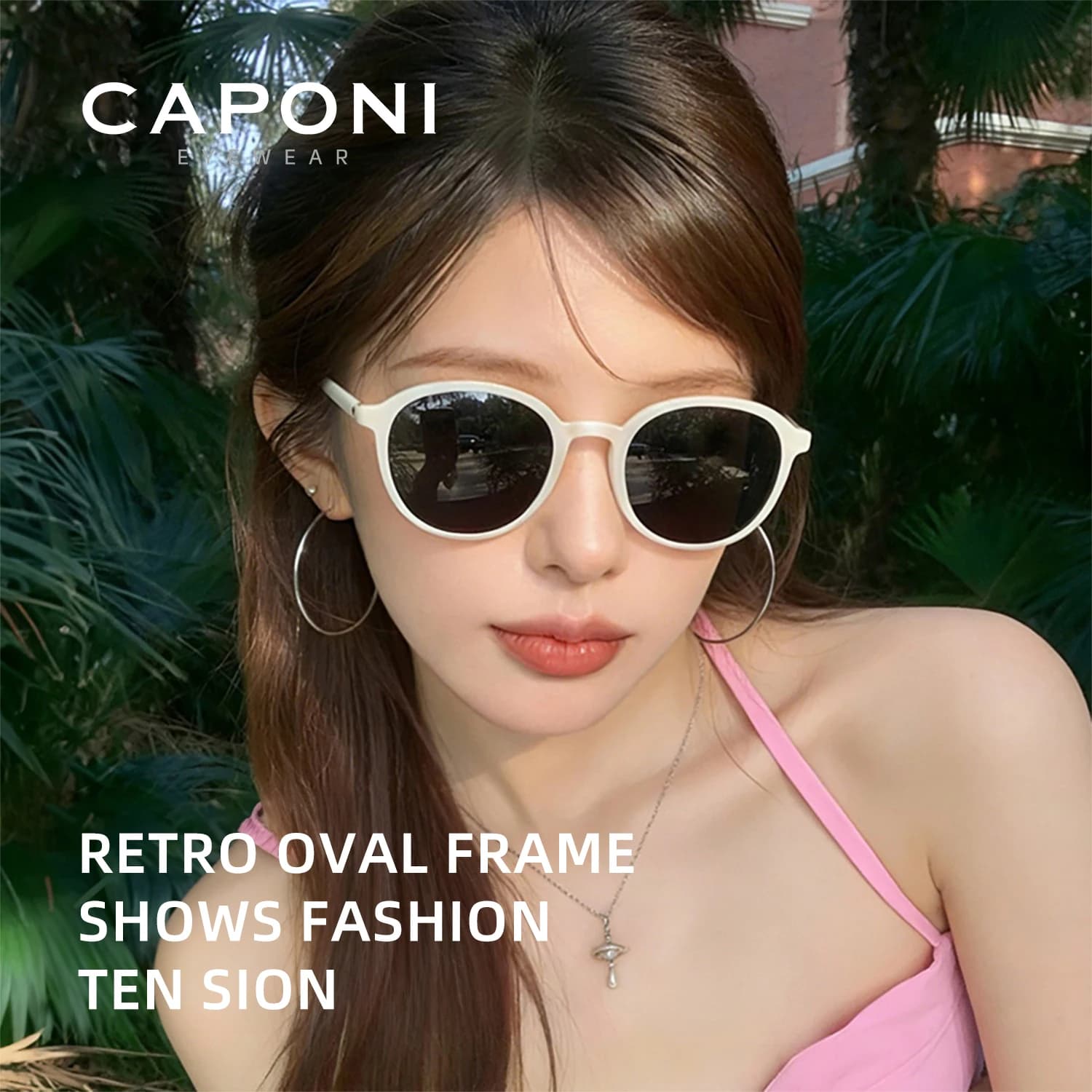 CAPONI Occhiali da sole da vacanza da donna polarizzati occhiali dal design ovale carino nuovissimi occhiali da sole da viaggio protezione UV400 CP24067