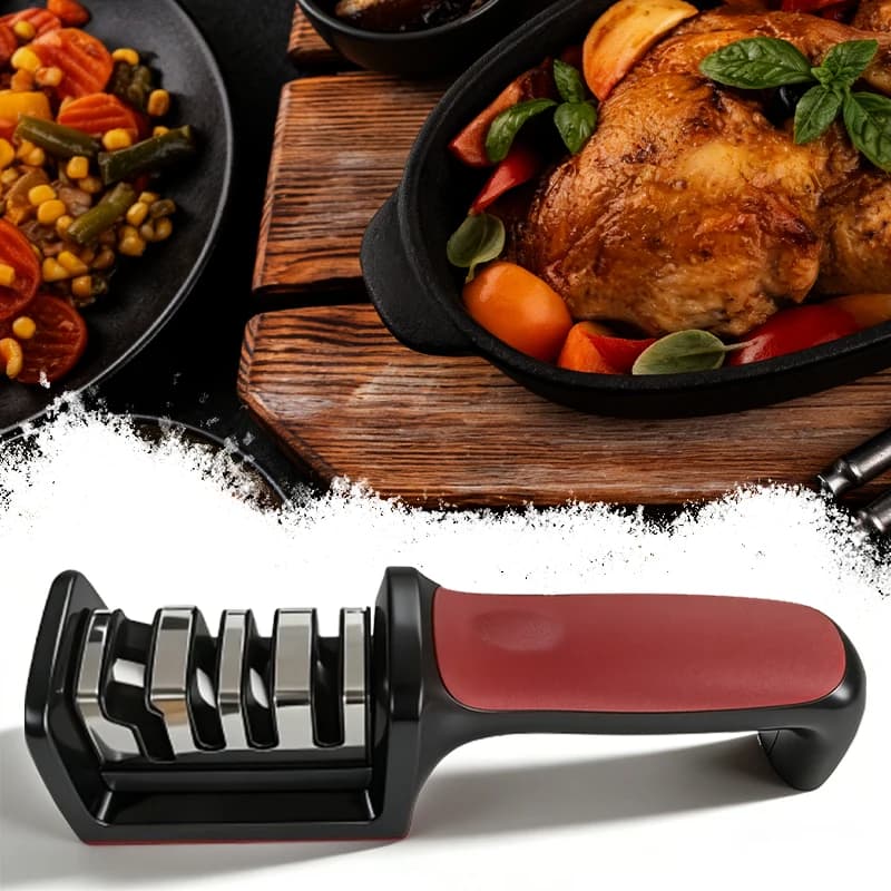 Professional 4 Phase Sharpeners, Tungsten Sharpening Stones, Diamonds and Ceramics, Kitchen Tools Resistant with Non-slip Handle