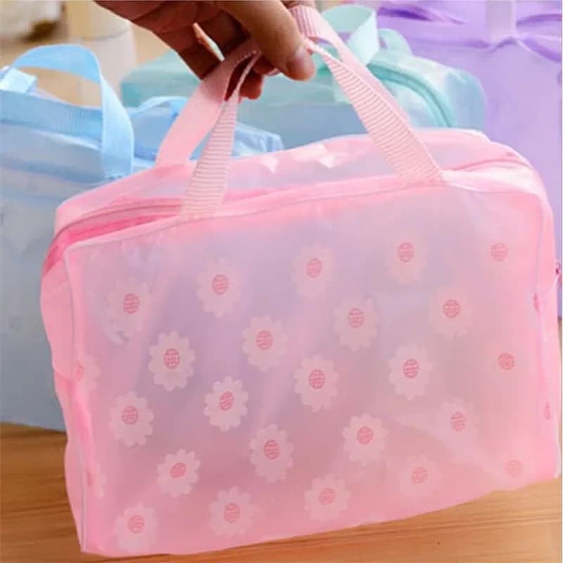 Custodie per trucco trasparenti da viaggio Borsa per articoli da toeletta Scatola per bagagli Asciugamano Valigia Custodia con cerniera Borse per cosmetici in PVC
