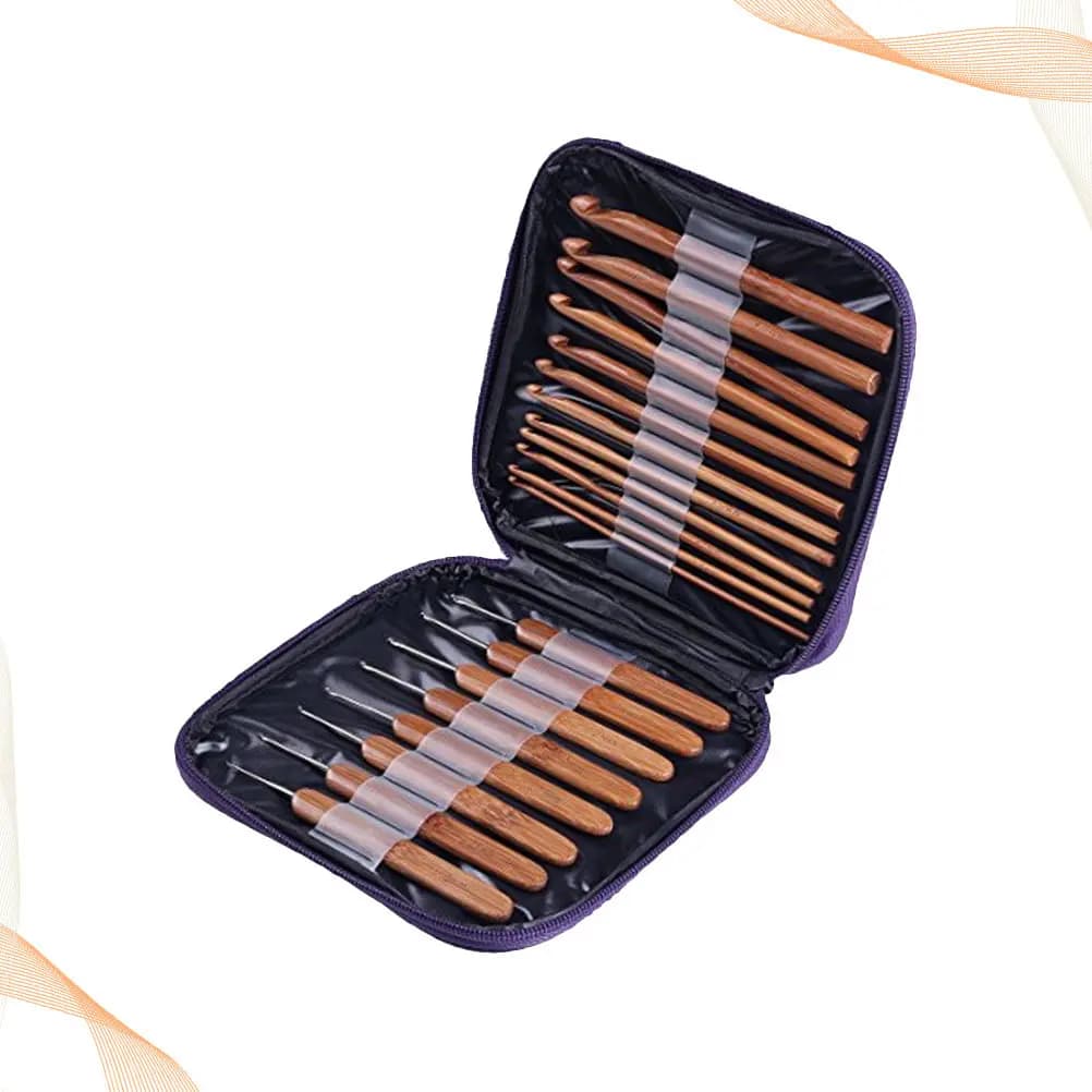 Wooden Crochet Hooks Kit for Yarn Crafts Knitting and Crocheting Tools DIY Accessories Gift Set