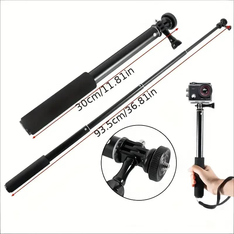 Bastone selfie con estensione da 37", monopiede invisibile portatile portatile per GoPro/Insta360 X5 X4/DJI Osmo Pocket/Action Camera