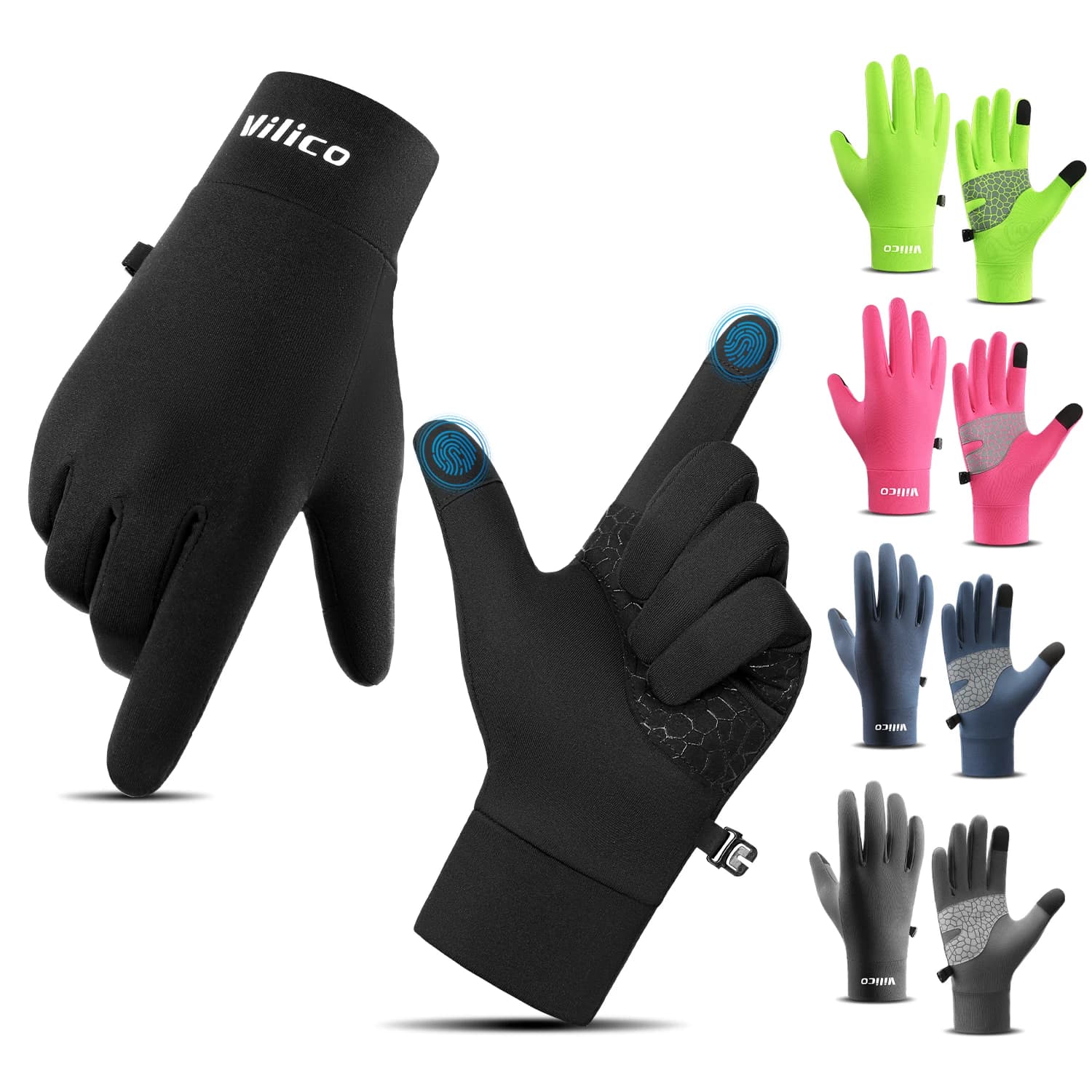 Guanti da corsa leggeri, guanti caldi antiscivolo touch screen, adatti per ciclismo, sport, guida, adatti per uomini e donne