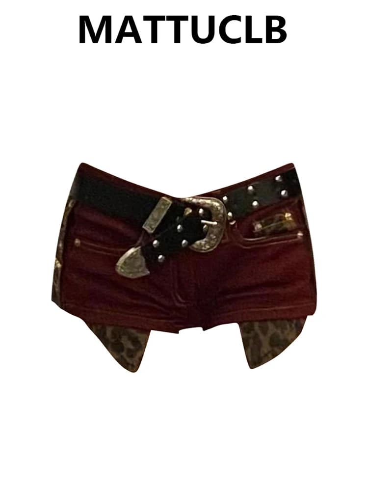 Donne di estate Abi Y2k Streetwear Gyaru Pantaloncini di jeans Stampa leopardata Anni 2000 Harajuku giapponese Jean Pantaloni caldi Coreano Dark Academia