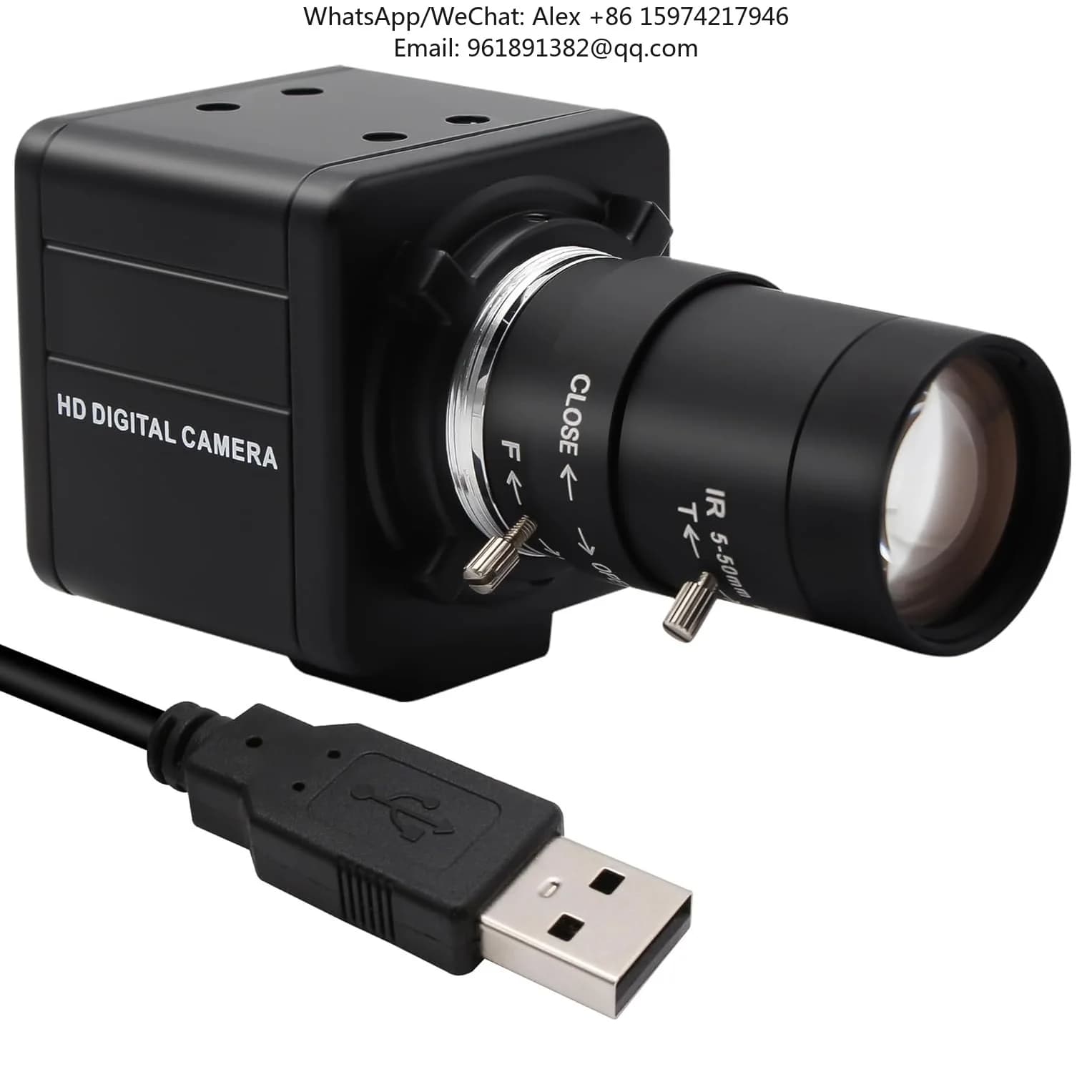 Telecamera USB ELP 5MP con zoom 10X, obiettivo varifocale CS 5-50mm OV5640 2592x1944P, webcam di sicurezza USB per riprese da vicino, stampante 3D