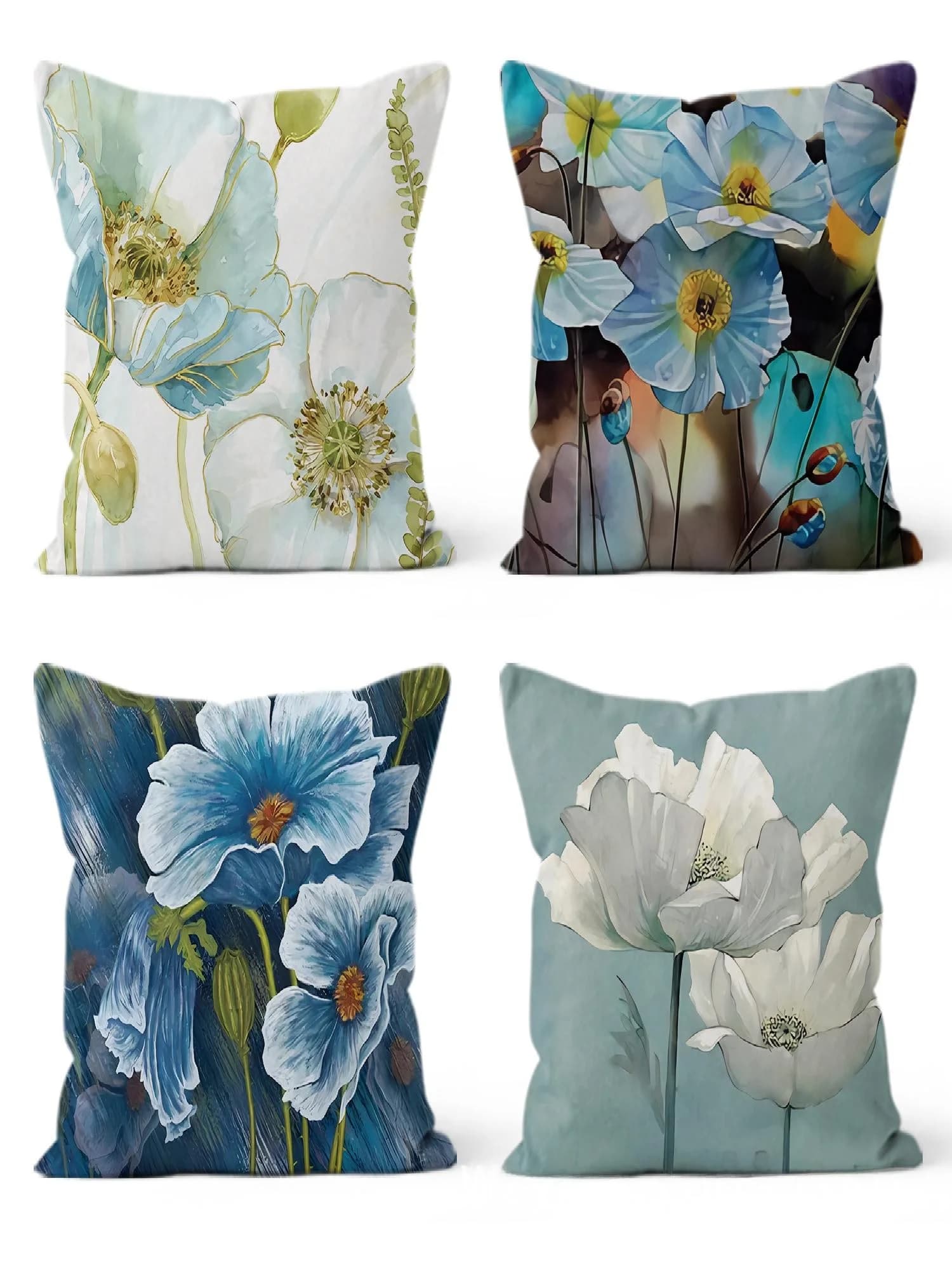 Artistic Floral Cushions Sheets with Green Plants, for Living Room and Car Sofa, in Material Plush, Intricate Design, Home Textile