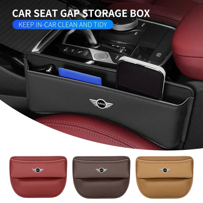 Organizer per Sedile Auto in Pelle PU, Tasca Laterale e Contenitore per Fessure in Camoscio per Mini Cooper R50 R52 R53 R55 R56 R57 R58 R59 R60 R61