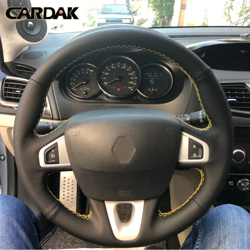 CARDAK Black Artificial Leather Cover for Renault Megane 3 2009-2014 Scenic 2010-2015 Fluence ZE 2009- 2016