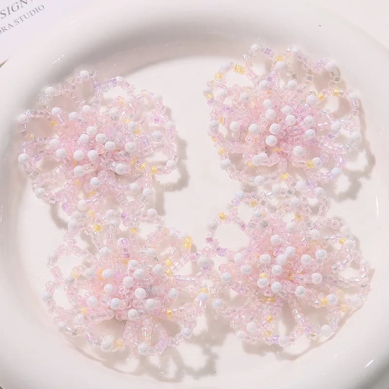 Shoe Charm 1 Piece Premium Candy Tone Seed Bead Hollow Flower DIY Versatile for Clogs Jelly Shoes Clear Crystal Princess Korean