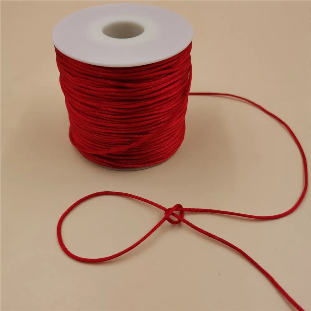 1mm 50 Meters Roll Rope Red Satin Rattail Polyester Nylon Cords String knot Chinese DIY Bracelet Supplies For Jewelry Creation
