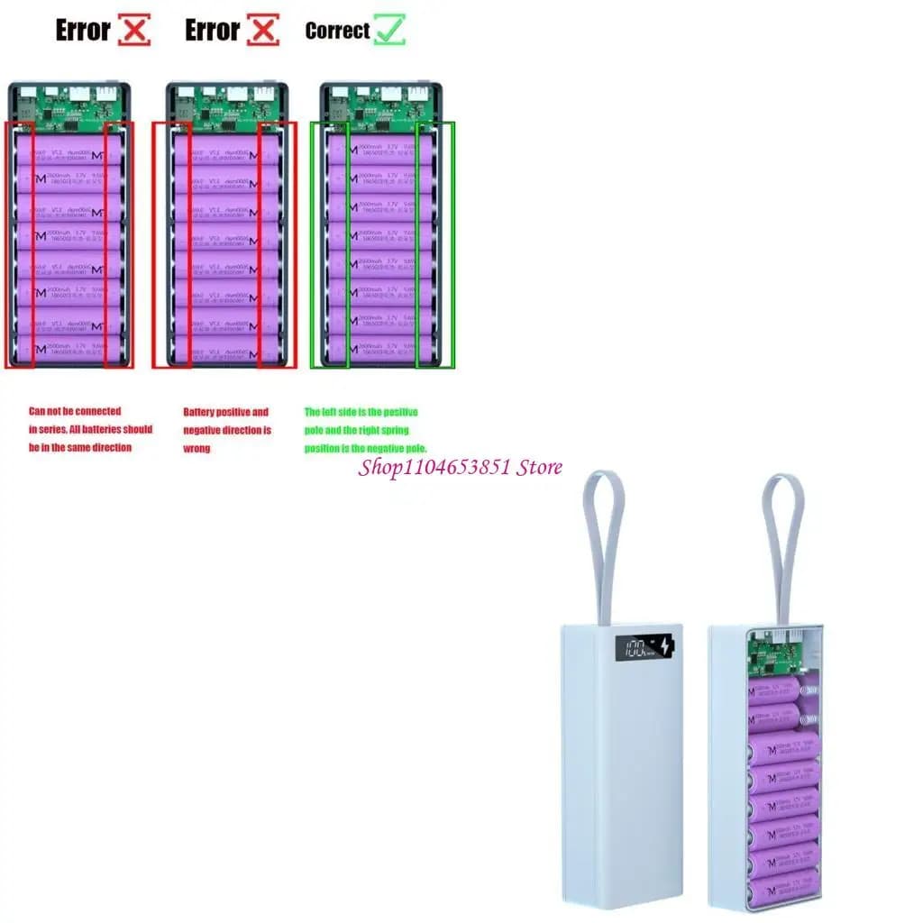 per display LCD PD staccabile Shell 16x18650 Batteria per custodia Powerbank Protector Ricarica wireless senza B