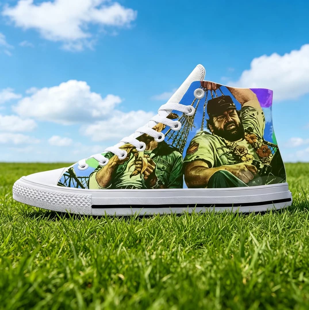 Scarpe classiche in tela Bud Spencer per uomo e donna, sneakers vintage bianche e nere, scarpe casual resistenti con lacci, unisex