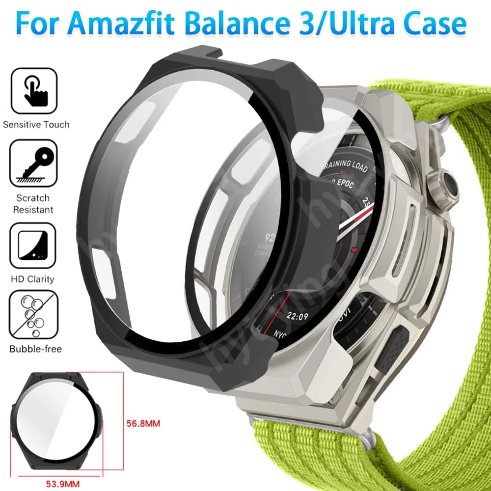 PC Case Tempered Glass for Amazfit Balance Ultra Screen Protective Anti-fall Bumper Shell Amazfit Balance 3 Smartwatch Cover