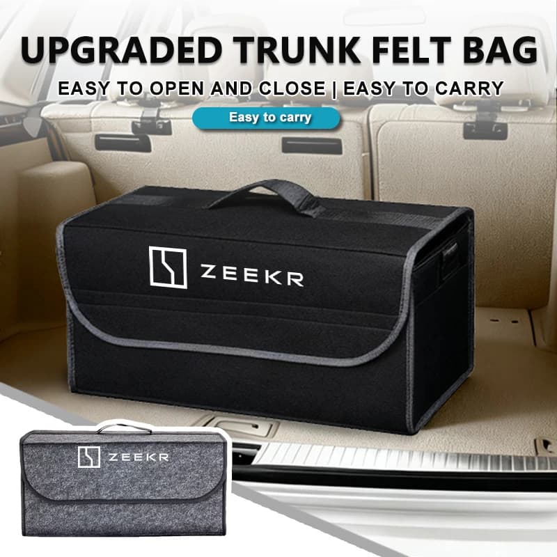 For Zeekr Felt Car Logo Trunk Organizer Bag Foldable Trip Storage Box Interior Accessories 001 009 003 007 7X 2024 2025 X EV