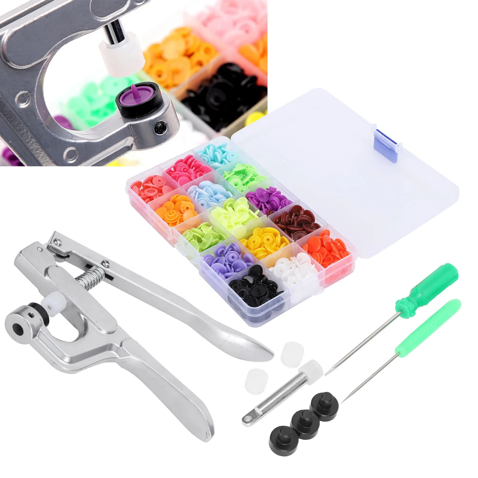 Set di Pinze per Bottoni a Pressione, Kit per Bottoni Automatici, Macchina per Cucire e Pressare Bottoni
