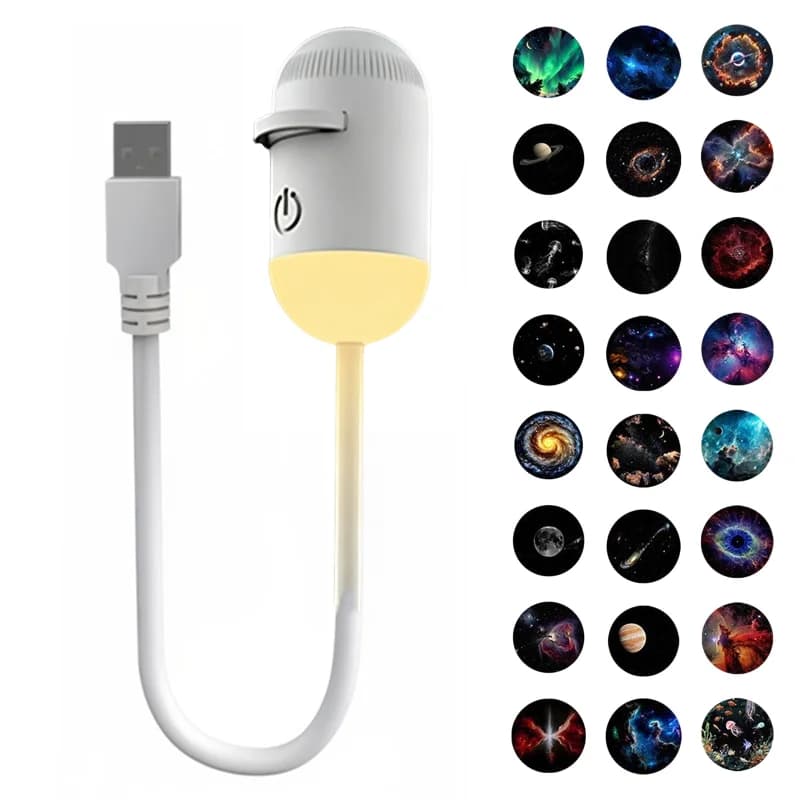 2-in-1 USB Galaxy Star Projector Night Light Dimmable Touch Control Ambient Lamp Eye-Friendly Mini Nightlight For Bedroom Decor