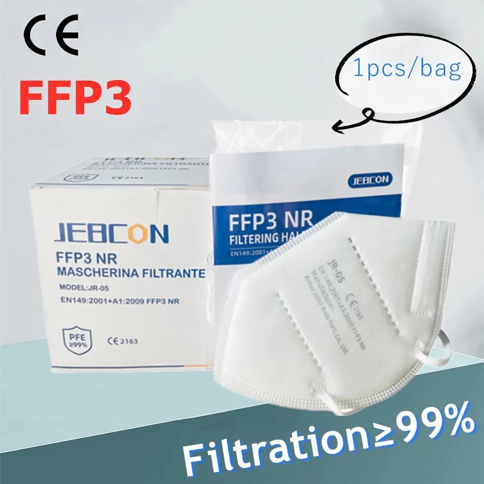 20pcs FFP3 maschera facciale per adulti CE approva la protezione della certificazione barriera filtrante a 5 strati PFE 99% respiratore con copertura della bocca