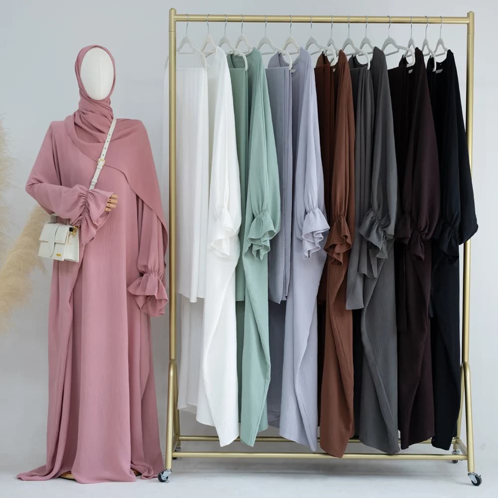 Abito Kaftan Extra-Largo Stile Farasha per Donne Musulmane con Lungo Sciarpa/Stola, Abbigliamento Islamico Modesto per il Ramadan
