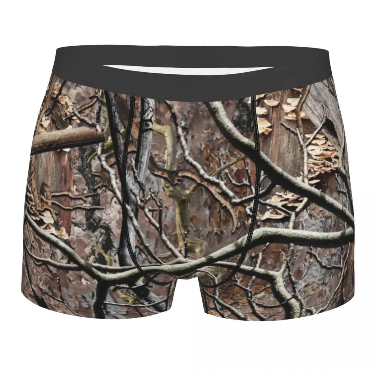 Intimo mimetico personalizzato da caccia per uomo, boxer elasticizzati mimetici.