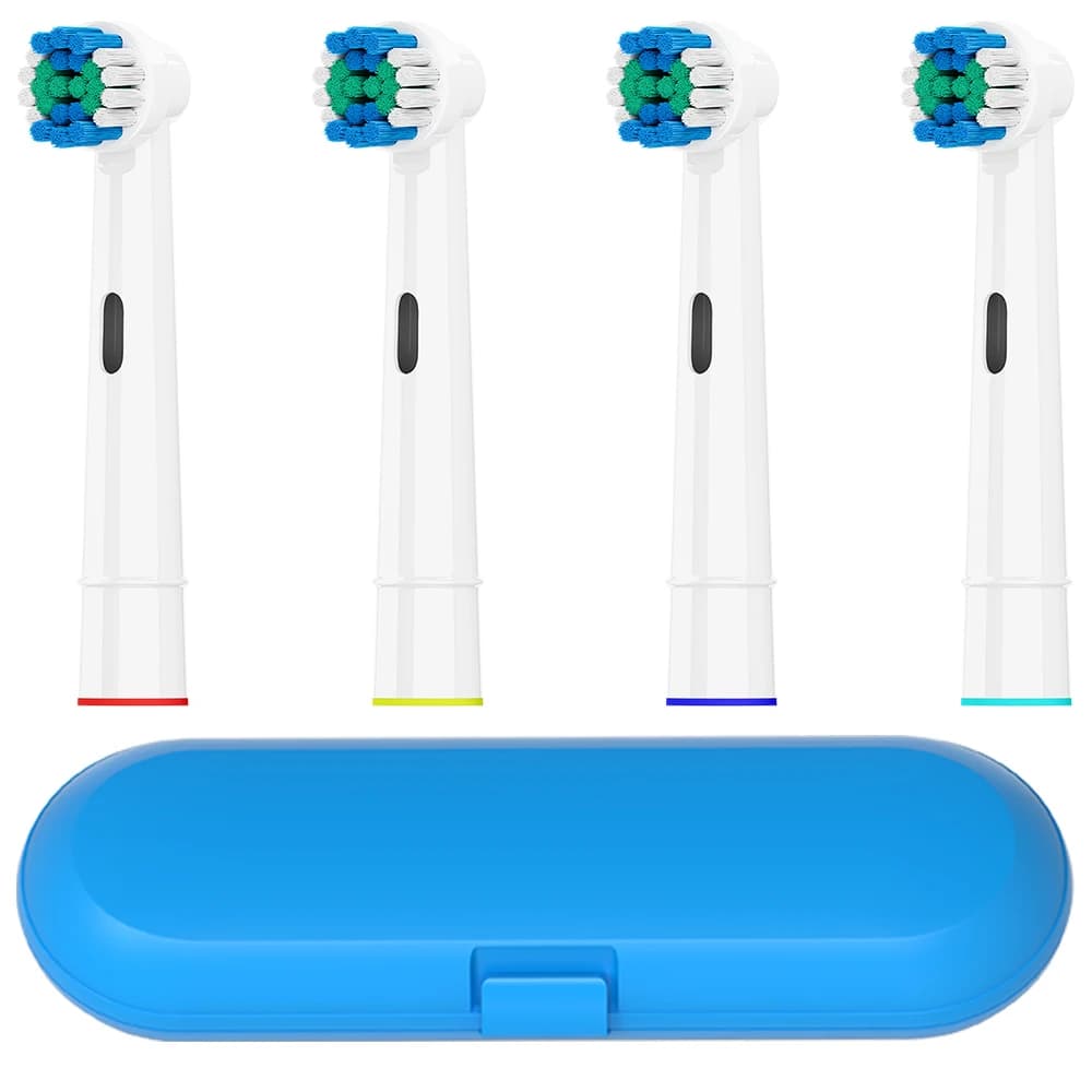 Scatola protettiva per spazzolino e 4 testine di ricambio compatibili con spazzolini elettrici Oral B, per Pro 1000, 100, 500, 1500