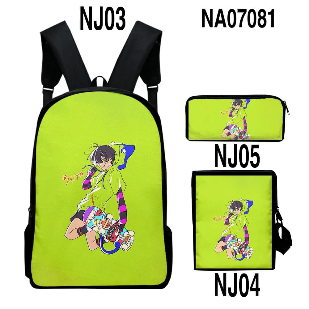 Set di 3 Pezzi Creativo e Popolare SK8 the Infinity con Stampa 3D: Zaino Scolastico, Borsa per Laptop, Borsa a Tracolla e Astuccio