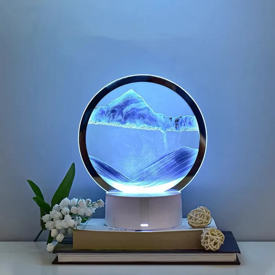 Lampada LED 3D con Sabbia in Movimento, 16 Colori, Luce Notturna RGB con Effetto Mare Profondo, Regalo di Capodanno