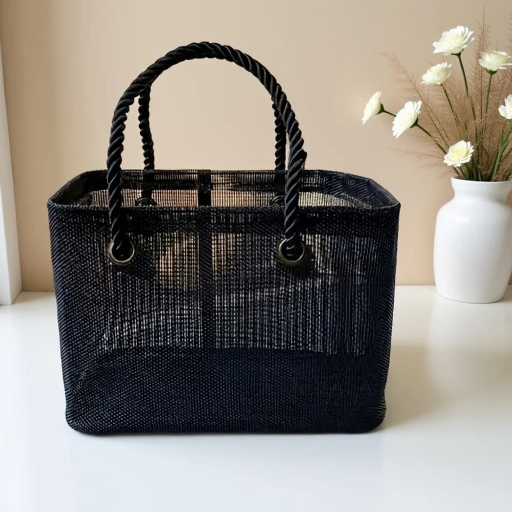 Minimalist Beach Bag on the Net, Foldable, for Travel, Laundry, Swimming and Sea Holidays