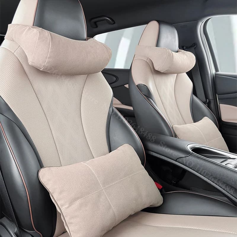 Cuscino Poggiatesta in Camoscio per BYD Dolphin, Supporto Lombare, Cuscino Protettivo in Memory Foam, Accessori Confortevoli per Interni Auto