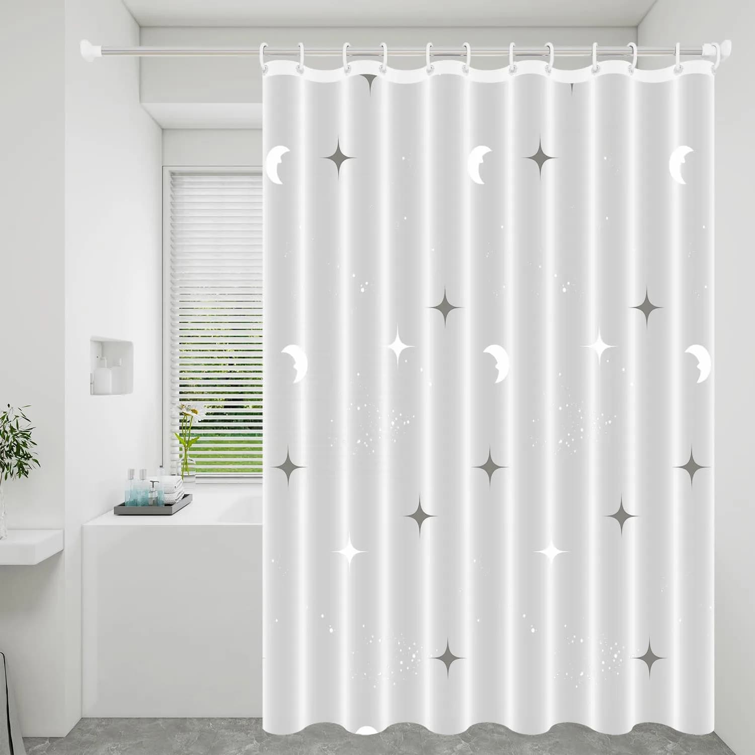 1pc carino stella e luna galassia tenda da doccia per bambini divertente cartone animato impermeabile PEVA arredamento per il bagno