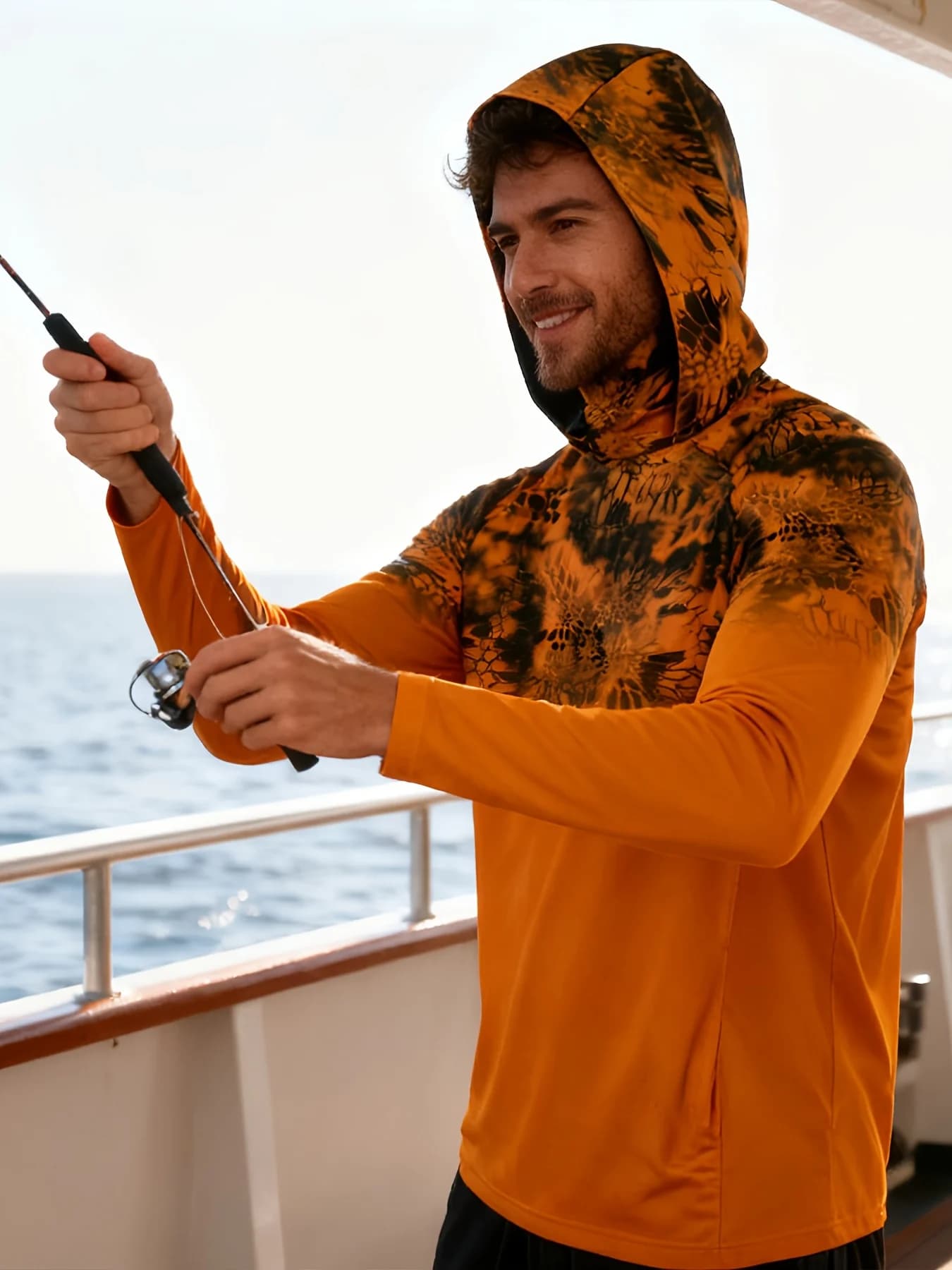New Model 2026: Anti-UV Sleeve Fishing Knit Long with Hood - Fishing Clothing with UV Protection