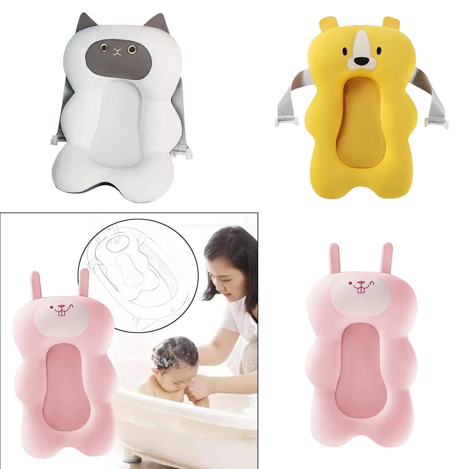 Cuscino da Bagno per Neonati Impermeabile con Imbottitura di Sicurezza, Comodo Cuscino Galleggiante Regolabile per Vasca da Bagno e Doccia per Bambini