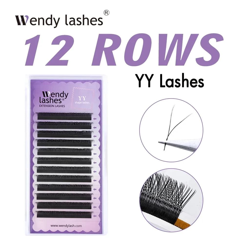 WENDY 2D YY Forma C/D Curl Eyalash Estensione Morbida Premade Ventole di Volume Due Punte a Forma di Y Visone Finto Impermeabile Ciglia Naturali False