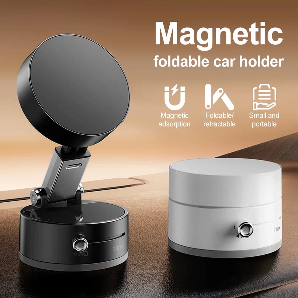 Supporto girevole pieghevole con ventosa magnetica sottovuoto 360 ° Supporto universale girevole per aspirapolvere con rotazione Supporto multifunzionale per telefono per auto