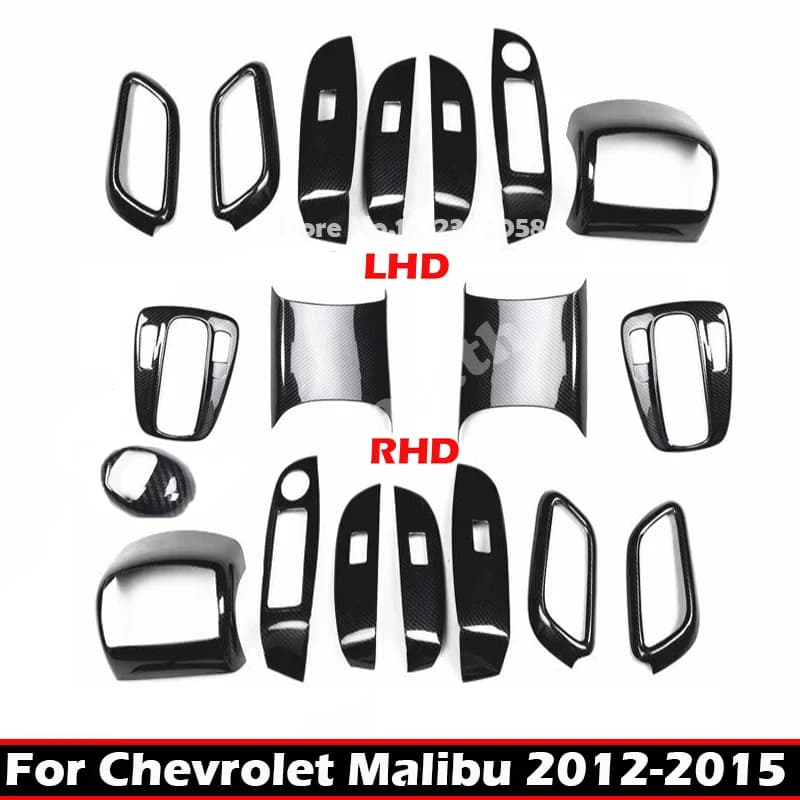 LHD RHD Per Chevrolet Malibu 2012 2014 2015 ABS maniglia della porta in carbonio interruttore della finestra scatola del cambio di controllo centrale coprivolante