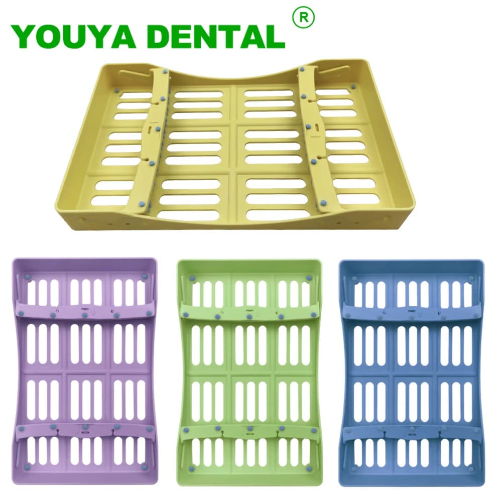 Custodia per posizionamento rack per strumenti dentali a 10 fori per spatole in resina composita Scatola di sterilizzazione per autoclave Supporto per vassoio Strumenti per dentisti
