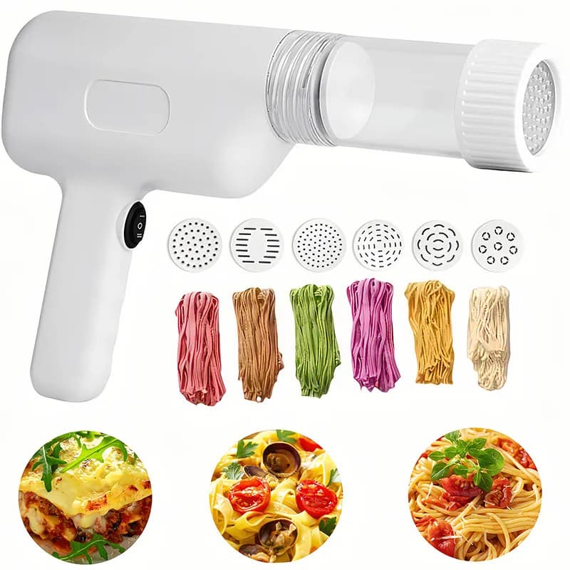 Macchina per Spaghetti Manuale Ricaricabile USB, 5 Forme di Pasta, Efficiente Macchina per Fare la Pasta, Facile da Pulire, per Cucina