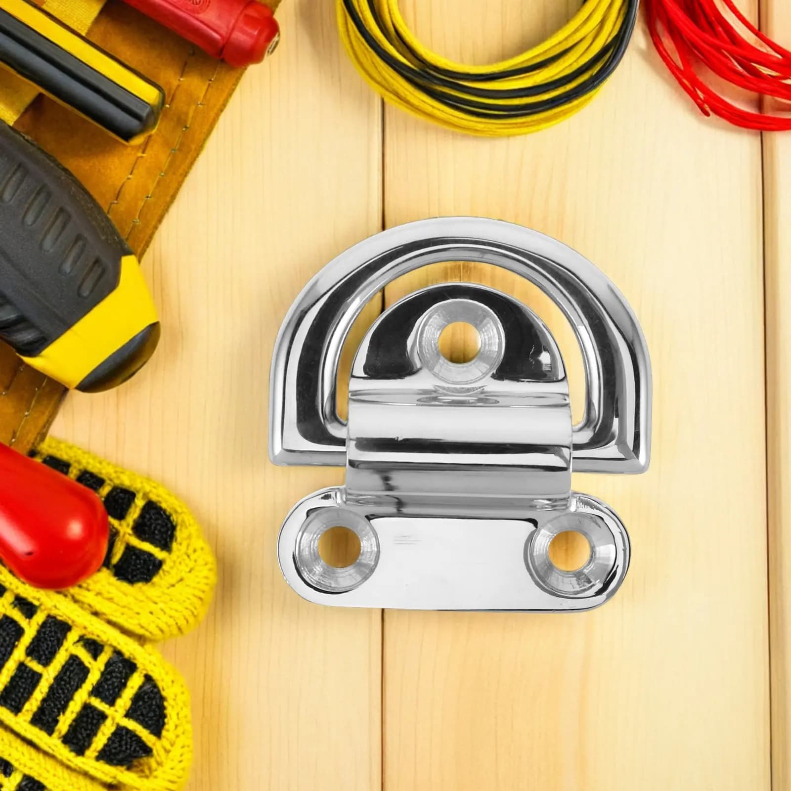 Stainless Steel Marine-Grade D Ring Tie Down Anchor Folding Pad Eye Boat Accessories Heavy Duty Yacht Deck Hardware