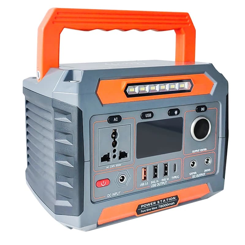 Stazione di energia solare portatile da 300 W Pannello solare Avviatore di emergenza Batteria esterna 288WH LiFePO4 Backup di emergenza Spina UE Sorgente per auto
