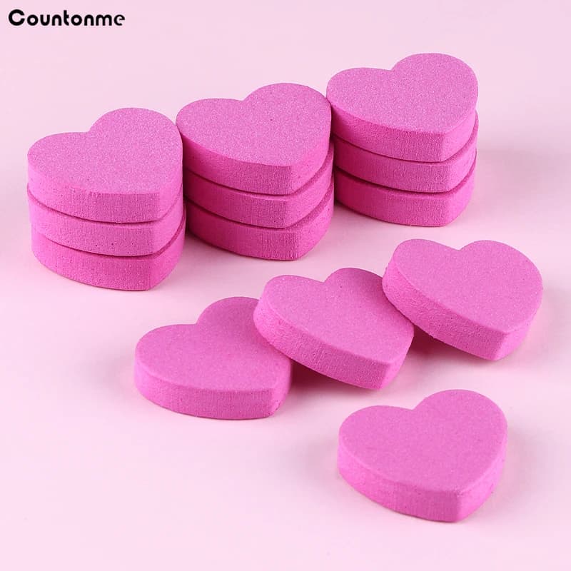 Mini Heart Foam Nail Buffer Blocks 50/100 Pcs 100/180 Grit Double Sided Disposable Nail Sanding Blocks Rose & Black Color
