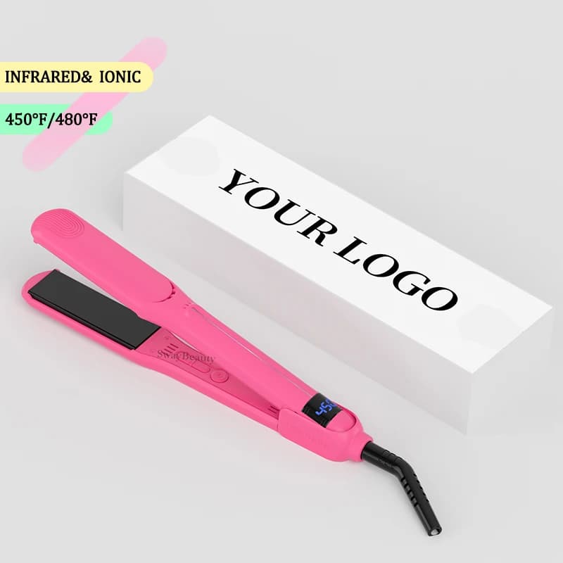 Piastra Professionale per Capelli in Ceramica e Titanio, 450 Gradi 480F, 1,25 Pollici, MCH Rosa
