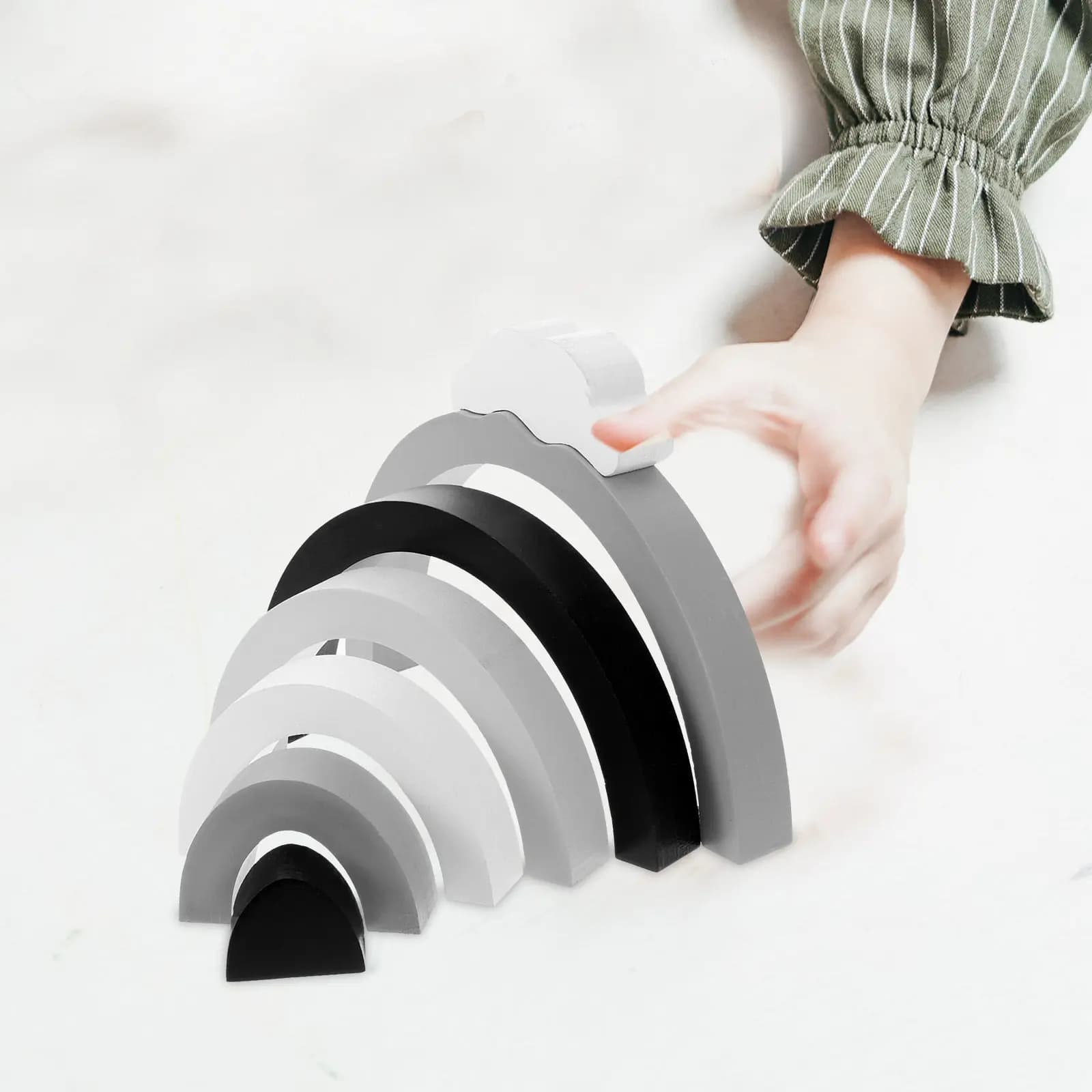 1 set di blocchi educativi creativi in legno a forma di arcobaleno per bambini, regalo per lo sviluppo del cervello e l'interazione genitore-figlio
