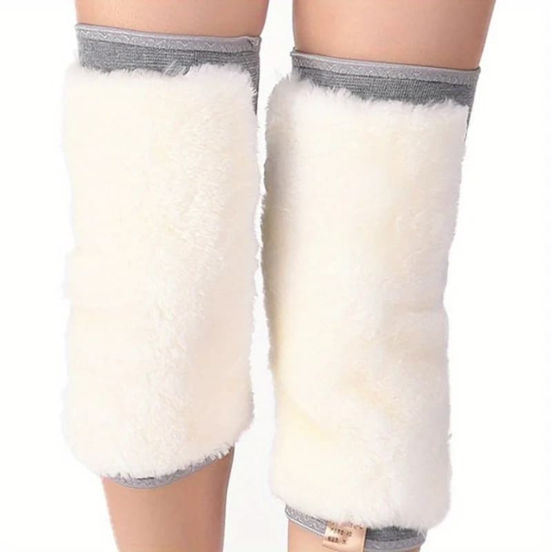 1 paio di ginocchiere in lana calda per esterni ispessita per protezione dal freddo scaldamuscoli addensati e in pile gamba calda per uomo e donna
