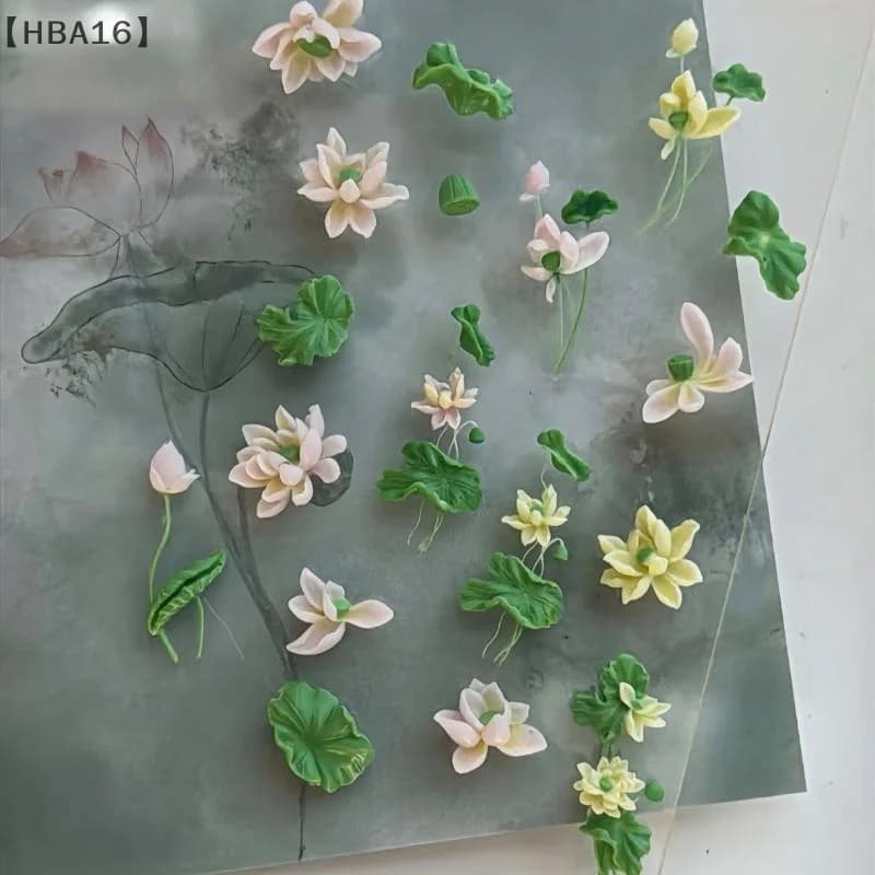 maveraHBA16 VauasFlowers Serie Stampo per unghie curvo 3D Giglio della valle Fiore di loto Fai da te Modelli per unghie altamente trasparenti Stampo per unghie Art