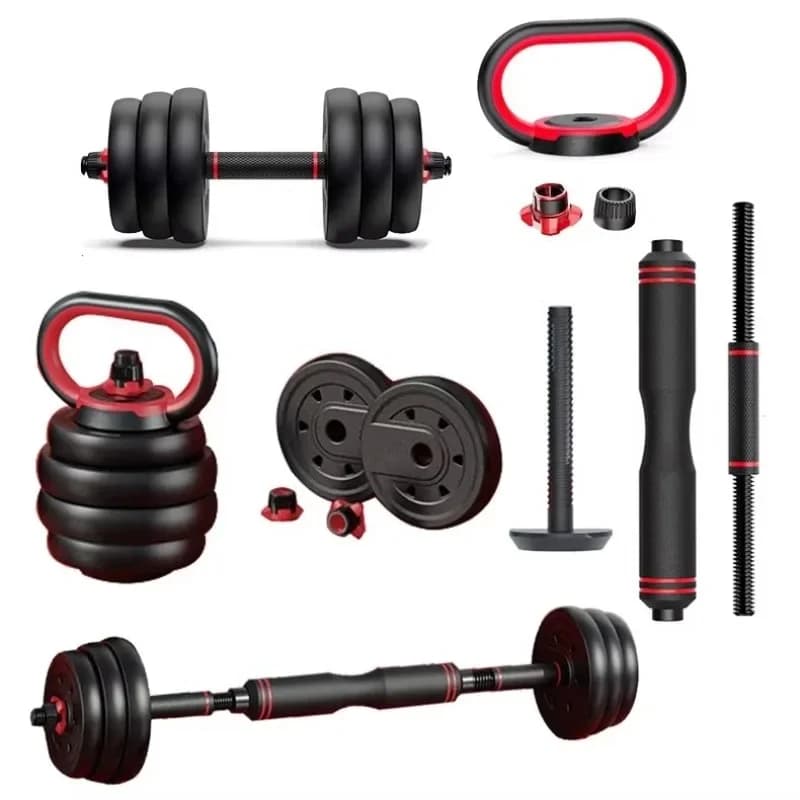 Newest Multifunctional 6 in 1 Kettlebell Dumbbell Barbell Set, Plastic Adjustable Dumbbell Set Home Gym, Adjustable Dumbbell